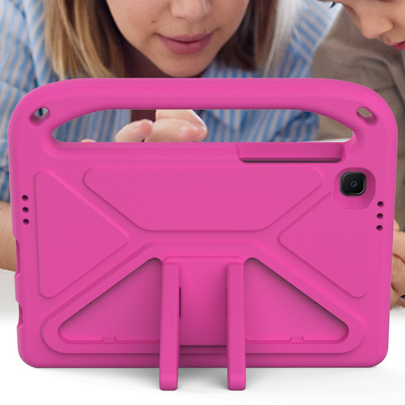 Dětské pouzdro pro Samsung Galaxy Tab A7 Lite 8.7 T220 / T225, dětské pouzdro s rukojetí, růžové