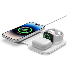 Skládací indukční bezdrátová nabíječka 3v1 MagSafe pro iPhone / Apple Watch / Airpods, bílá