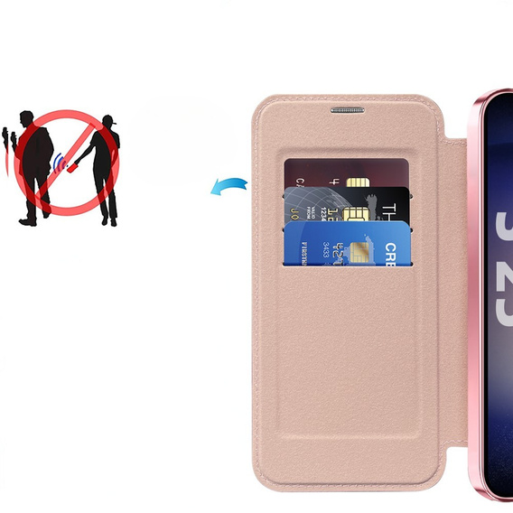 Klopové pouzdro pro Samsung Galaxy S25+ Plus, RFID Wallet MagSafe CamShield, růžové