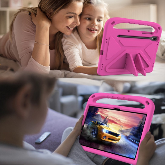 Dětské pouzdro pro Samsung Galaxy Tab S10 Lite / S10 FE / S9 FE, s rukojetí, růžové