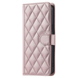 Pouzdro s klopou pro Samsung Galaxy S25 FE, Rhombus Crossbody Leather, růžové rose gold