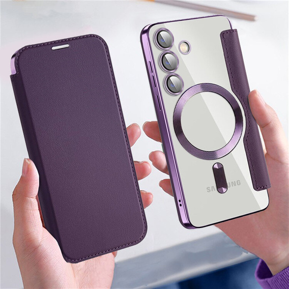 Klopové pouzdro pro Samsung Galaxy S24+ Plus, RFID Wallet MagSafe CamShield, fialové