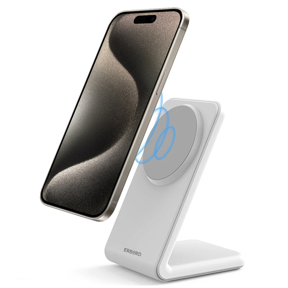 Bezdrátová indukční nabíječka ERBORD, 15 W, bílá