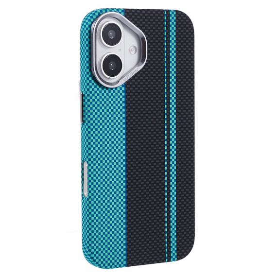 Pouzdro pro iPhone 16, Carbon Fiber MagSafe, černá / modrá