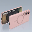 Pouzdro pro Samsung Galaxy S25 Edge, ColorMag, pro MagSafe, růžové + tvrzené sklo 9H