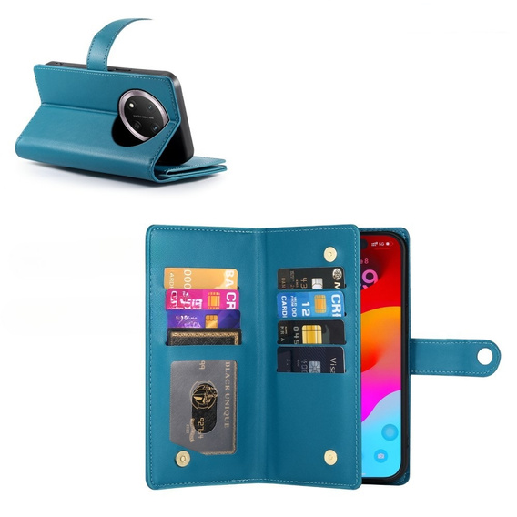 Klopové pouzdro pro Honor Magic 7 Lite, Wallet Zipper Pocket, modré