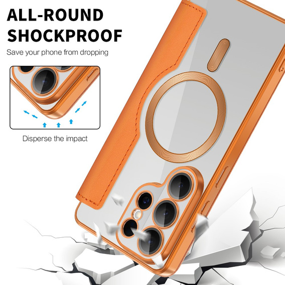 RFID Wallet MagSafe pouzdro s klopou a ochranou fotoaparátu pro Samsung Galaxy S26 Ultra