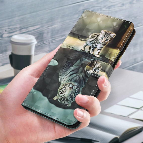 Klopové pouzdro pro Samsung Galaxy A14 4G/5G, Wallet, Cat & Tiger, šedé