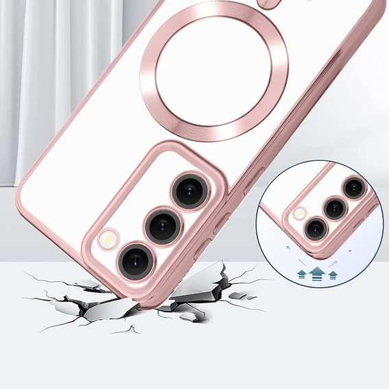 Pouzdro pro Samsung Galaxy S23, Electro MagSafe, růžové rose gold + sklo na displej