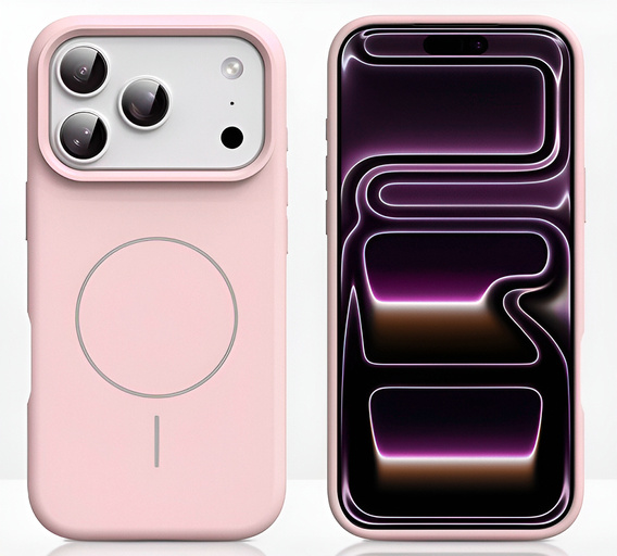 Silikonové pouzdro pro iPhone 17 Pro Max, pro MagSafe, proti otřesům, růžové