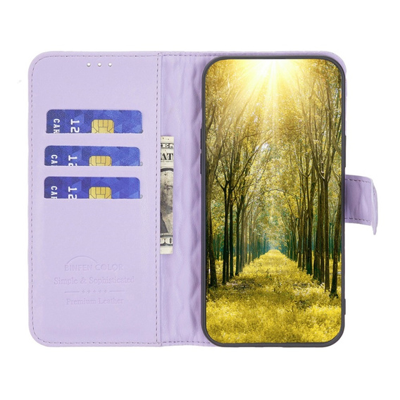 Klopové pouzdro pro Samsung Galaxy A15, Wallet, BINFEN COLOR, fialové