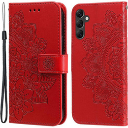 Klopové pouzdro pro Samsung Galaxy A14 4G/5G, Mandala Flower, červené