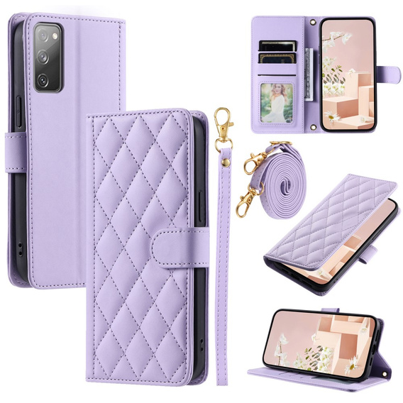 Pouzdro s klopou pro Samsung Galaxy S20 FE, Rhombus Crossbody Leather, fialové