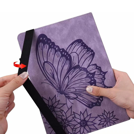 Pouzdro pro Lenovo Tab M9, Wallet Pen Slot, butterflies, hnědé