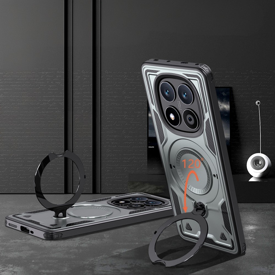 Pouzdro pro Xiaomi Redmi Note 14 Pro 5G /  Poco X7 5G, Military MagSafe, šedé + 9H sklo