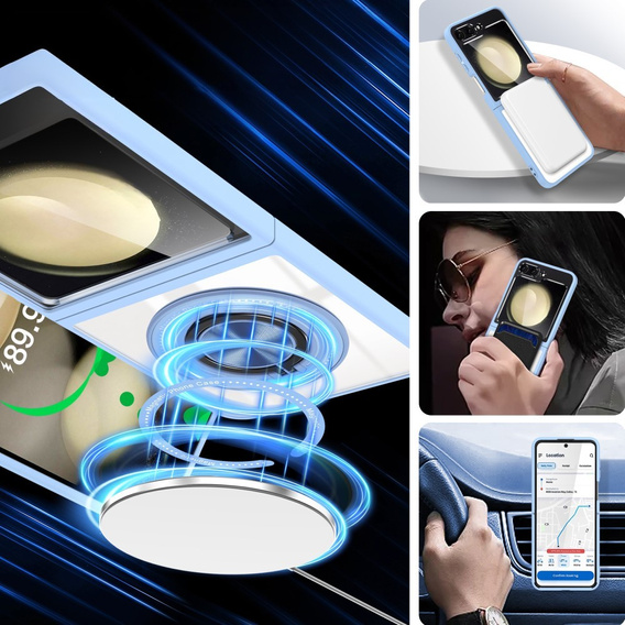 Pouzdro pro Samsung Galaxy Z Flip7 FE / Z Flip6, Corners Dropproof, pro MagSafe, transparentní / modré