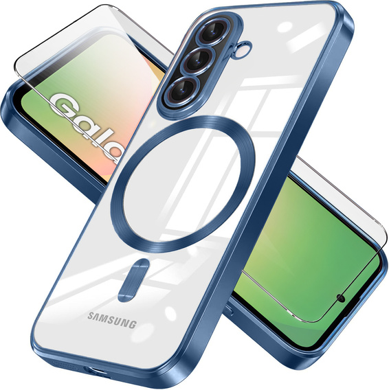 Pouzdro pro Samsung Galaxy A56, Electro MagSafe, námořnicky modré + sklo na displej