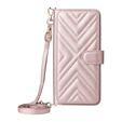 Flipové pouzdro pro Oppo Reno 13 Pro 5G, Crossbody Leather Wallet, růžové