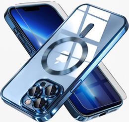 Pouzdro pro iPhone 13 Pro, Electro MagSafe, modré + sklo na displej