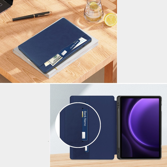Pouzdro pro Samsung Galaxy Tab S10 Lite / S10 FE / S9 FE, Business Card and Pen Slot, modré