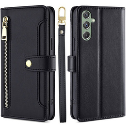 Klopové pouzdro pro Samsung Galaxy M34, Wallet Zipper Pocket, černé