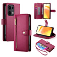 Klopové pouzdro pro Oppo Reno 13 Pro 5G, Wallet Zipper Pocket, červené