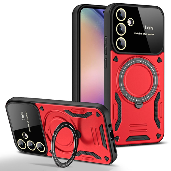 Obrněné pouzdro pro Samsung Galaxy A55 5G, Magnetic Ring, červené