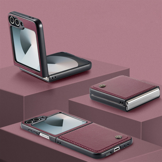 Pouzdro pro Samsung Galaxy Z Flip7 FE / Z Flip6, CASEME Litchi Leather, červené