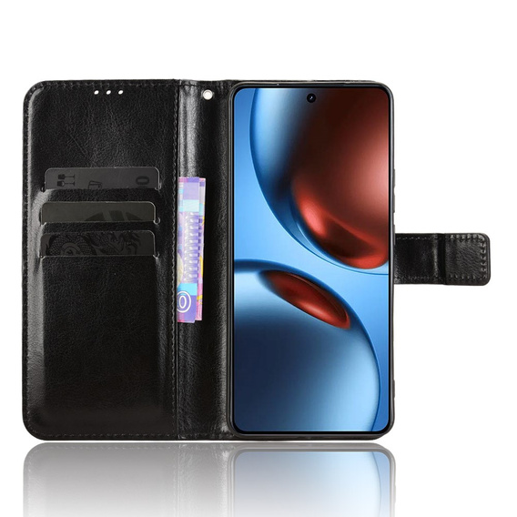 Klopové pouzdro pro Realme GT 7 / 7T, Crazy Horse Wallet, černé