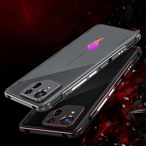 Pouzdro pro ASUS ROG Phone 8 Pro, Armor Bumper, s krytem objektivu, černá / červená