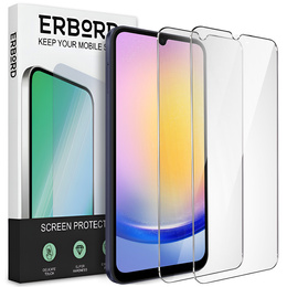 2x tvrzené sklo pro Samsung Galaxy A25 5G, ERBORD 9H Hard Glass na displeji