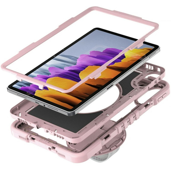 Pevné pouzdro pro Xiaomi Redmi Pad 2, se stojánkem a ramenním popruhem – růžové