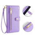 Klopové pouzdro pro Realme 14 Pro+ 5G, Wallet Zipper Pocket, fialové