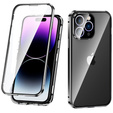 Pouzdro pro iPhone 14 Pro, Magnetic Dual Glass, černé