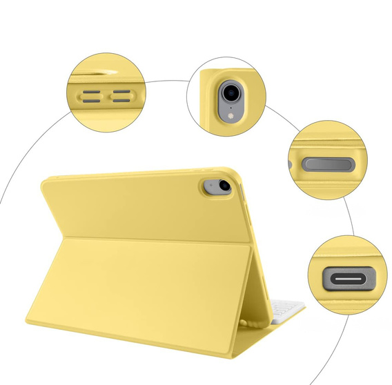 Pouzdro s podsvícenou bluetooth klávesnicí pro iPad 10.9 2022 (10 gen.), žluté