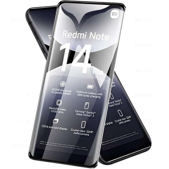 3D tvrzené sklo pro Xiaomi Redmi Note 14 Pro, černý rámeček