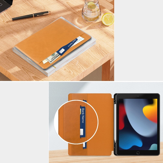 Pouzdro pro iPad 10.2 2021 / 2020 / 2019, Business Card and Pen Slot, hnědé