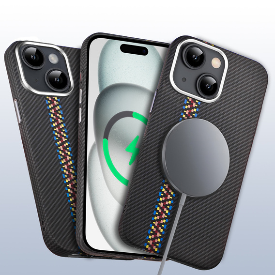 Pouzdro pro iPhone 15, Carbon Fiber MagSafe, černé