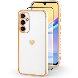 Pouzdro pro Samsung Galaxy A15 4G / 5G, Electro heart, bílé + Full Glue Ceramic Glass