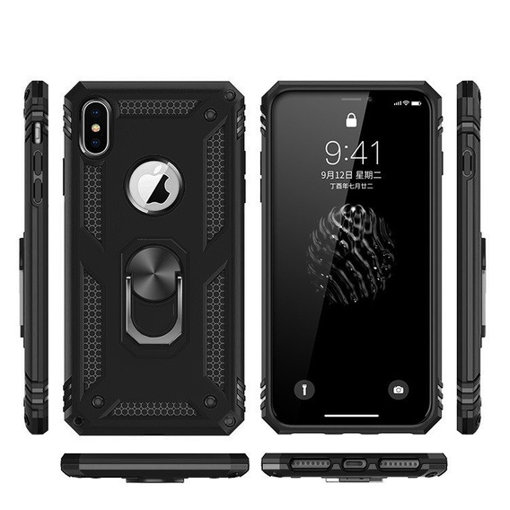 Pancéřové pouzdro pro iPhone XR, Nox Case Ring, černé