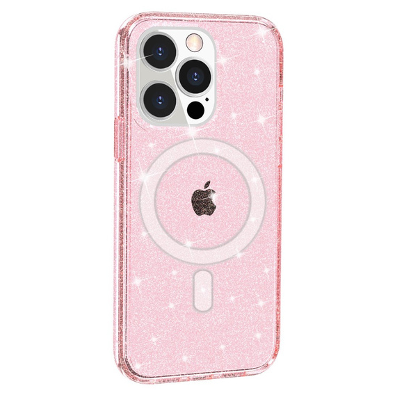 Pouzdro pro iPhone 14 Pro, Dropproof MagSafe Glitter, růžové