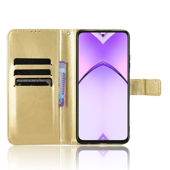 Klopové pouzdro pro Oppo A80, Crazy Horse Wallet, zlaté