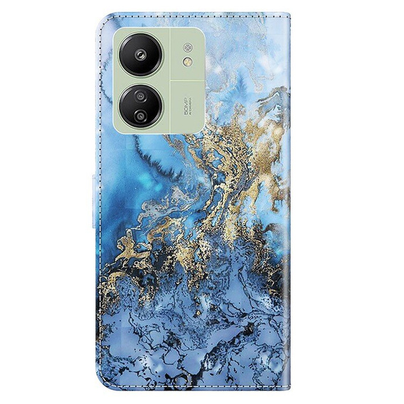 Klopové pouzdro pro Xiaomi Redmi 13C / Poco C65, Wallet, Marble modré