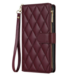 Pouzdro s klopou pro Samsung Galaxy A56 5G, Rhombus Crossbody Leather, kaštanové