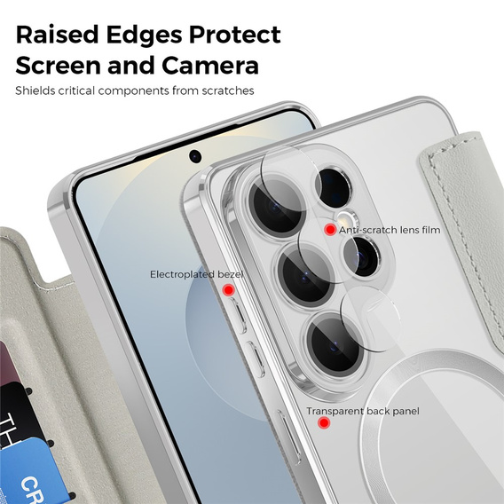 RFID Wallet MagSafe pouzdro s klopou a ochranou fotoaparátu pro Samsung Galaxy S26 Ultra