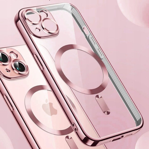 Pouzdro pro iPhone 14 Plus, Electro MagSafe, růžové + sklo na displej