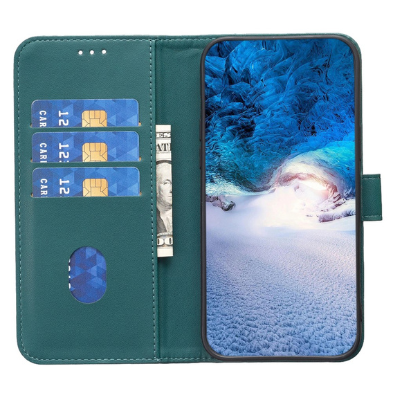 Klopové pouzdro pro Samsung Galaxy S23 FE, BINFEN Wallet, zelené + 9H sklo 