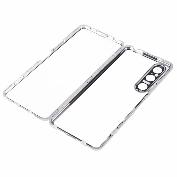 Pouzdro pro Sony Xperia 1 V, Magnetic Dual Glass, stříbrné