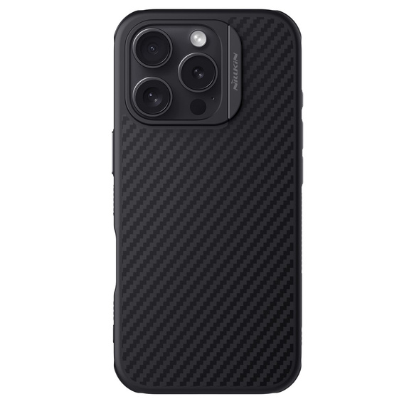 Pouzdro pro iPhone 16 Pro, pancéřované Nillkin, Carbon Fiber, pro Magsafe, černé