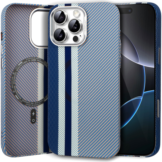 Pouzdro pro iPhone 16 Pro Max, Carbon Fiber MagSafe, modré